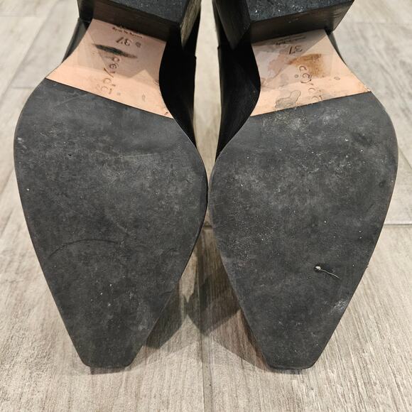 Aeyde Leather Chelsea Boots Womens Size 37 US 6.5 Black Ankle Block Heel Luxury - Picture 11 of 13